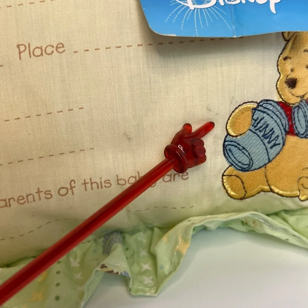 New 2008 Embordered Winne The POOH Keepsake Birth Announcement Pillow Disney